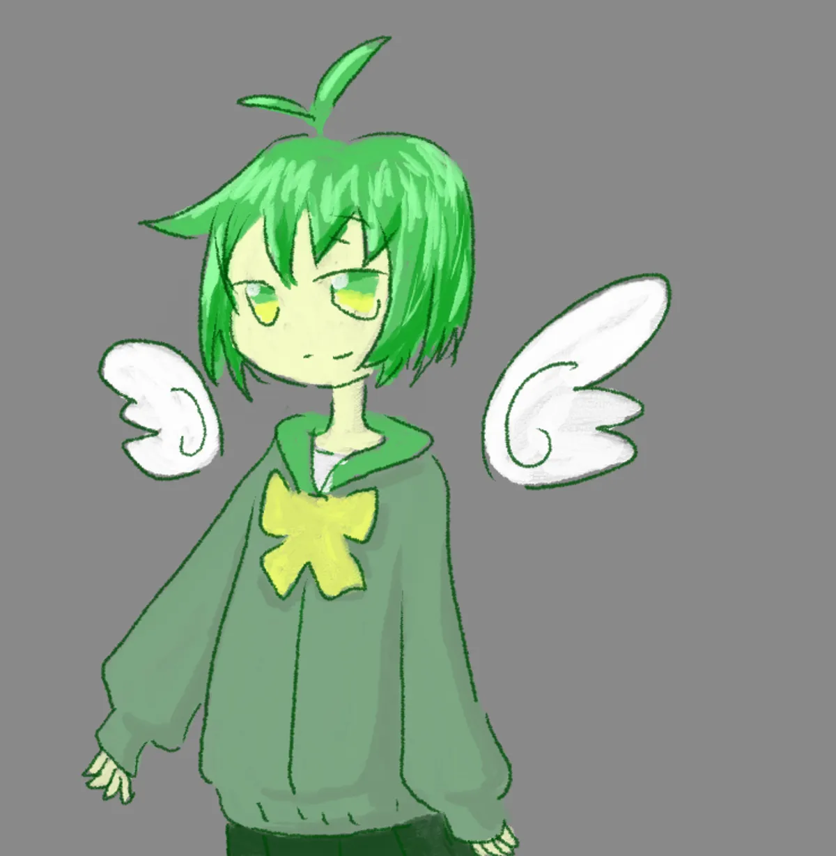 緑の髪の制服の子