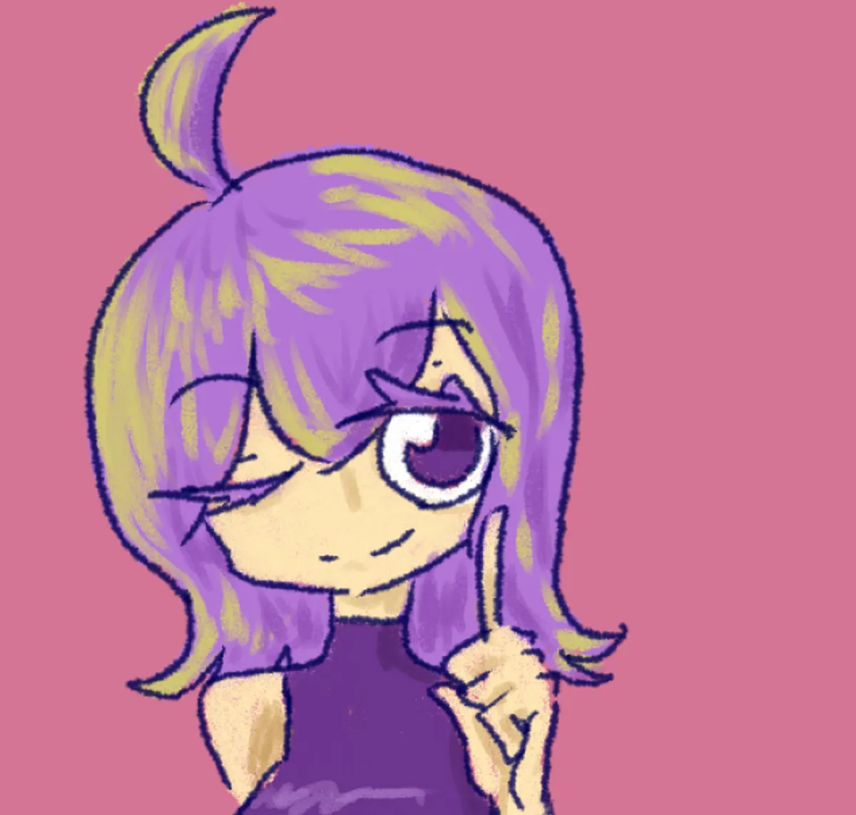 紫の髪のウインクした子